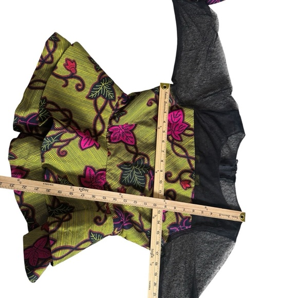 Labisi Adrian Custom Bridal Vibrant Floral Peplum Ankara with Sheer Sleeves - Picture 10 of 11